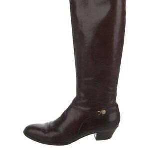 SALVATORE FERRAGAMO Leather Riding Boots Size 9 - Dark Brown